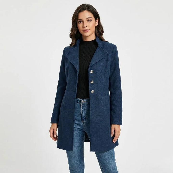 Modern Straight-Cut Structured Wool Blend Coat