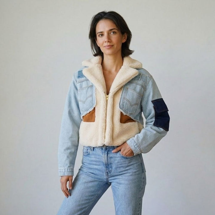 Urban-Style Short Jacket with a Bold Wide Collar
