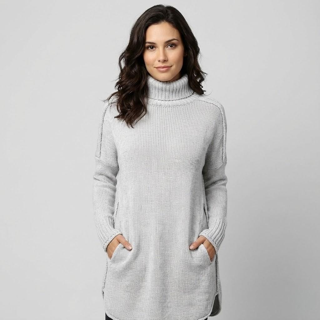 Cozy Wool Blend Sweater with Loose Fit and High Roll Neck