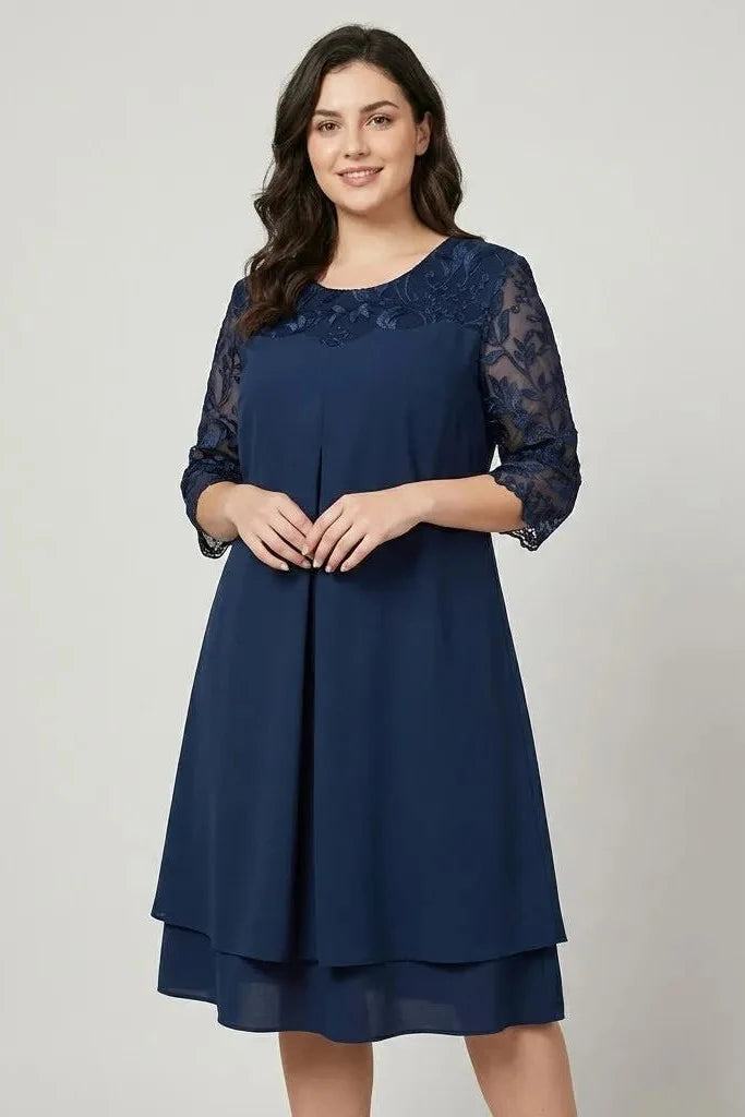Ľubomila | Chic Midi Dress Featuring Embellished Sleeves