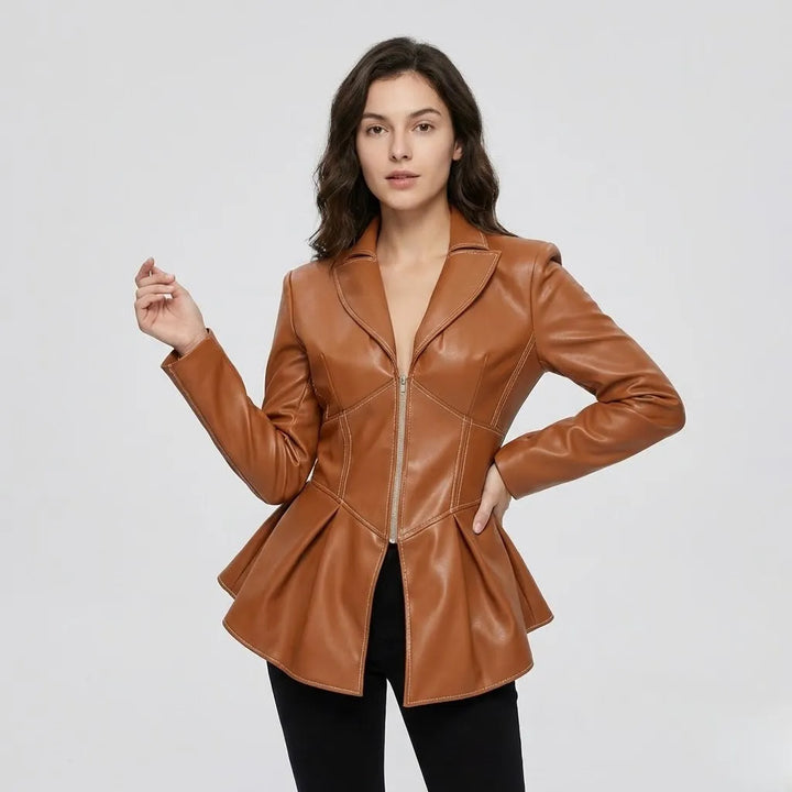 Tailored Coat with Fitted Silhouette and Peplum Accent