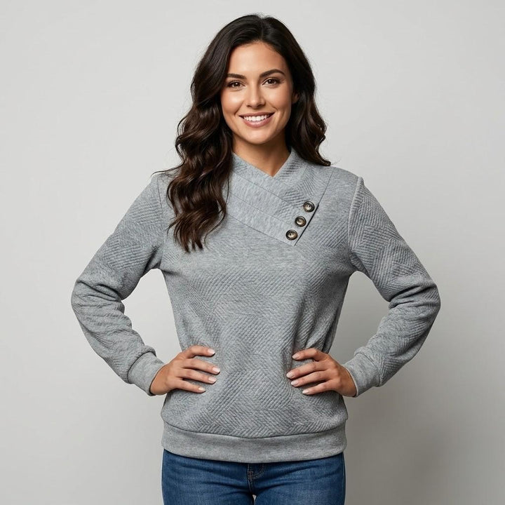 Elegant Crossed Neckline Knitted Sweater