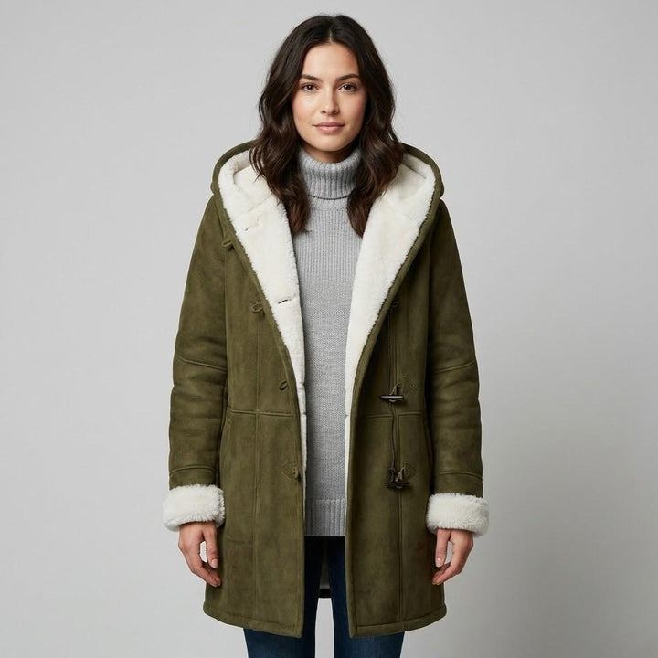Suede-Look Jacket with Fur Lining and Straight Cut