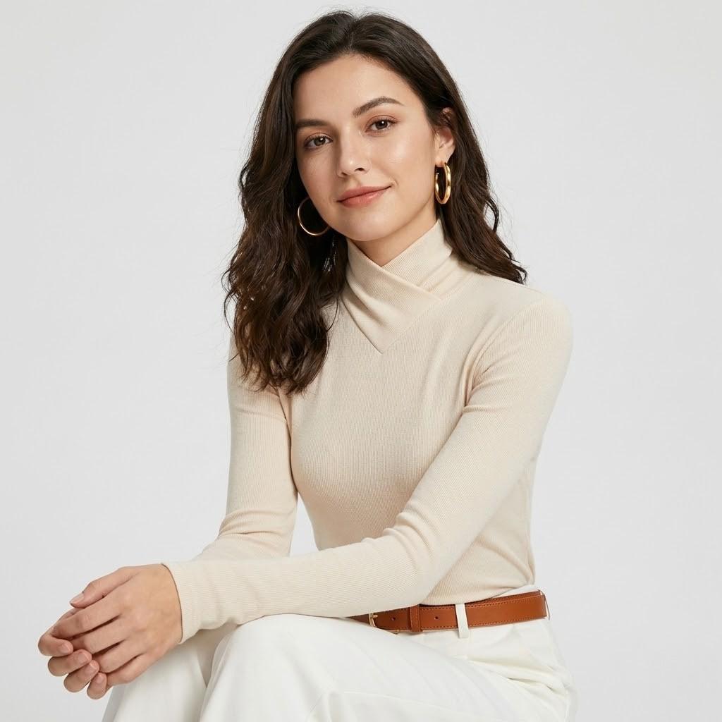 Fitted Structured Knitted Sweater in Viscose Blend