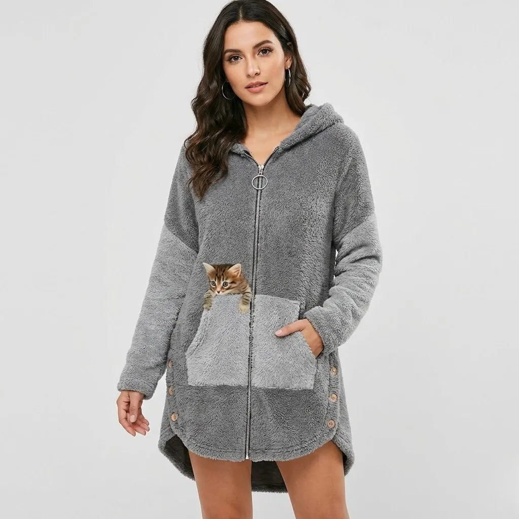 Cozy Hooded Knit Jacket with Relaxed Fit