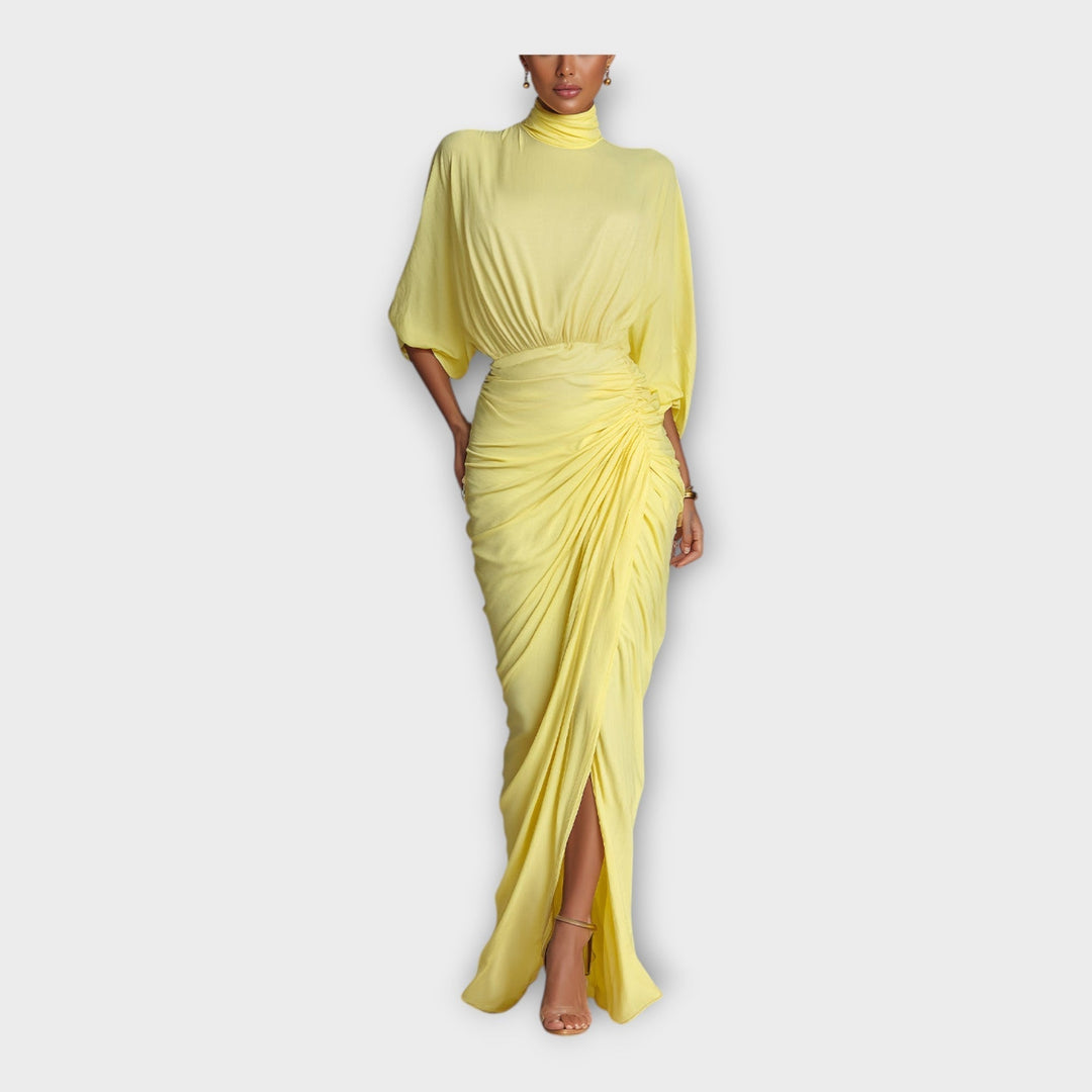 Elegant Pleated Long Dress with Sophisticated Design