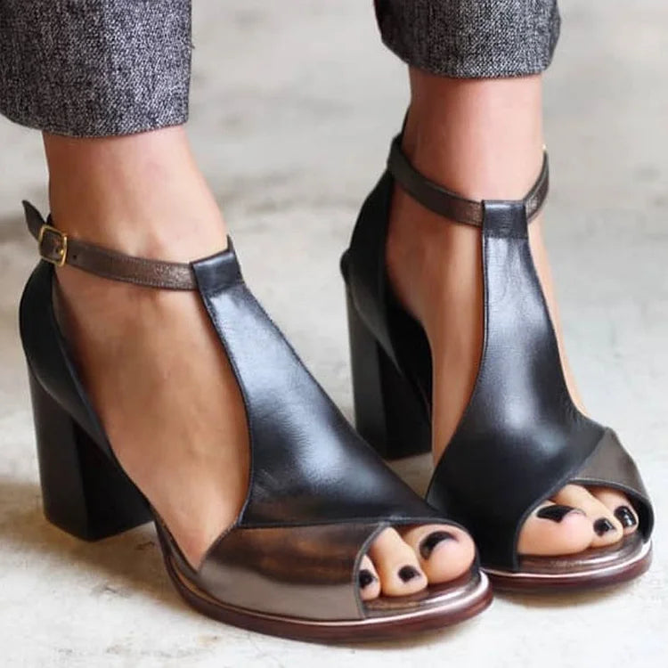 Gloria - Elegant Black Peep Toe Shoes for Sophisticated Looks