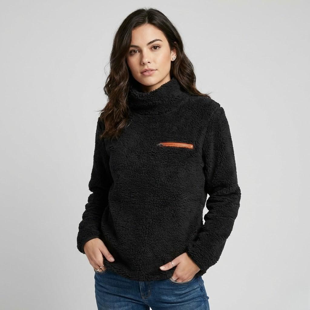 Cozy Fleece Hoodie Featuring a Zippered Pocket