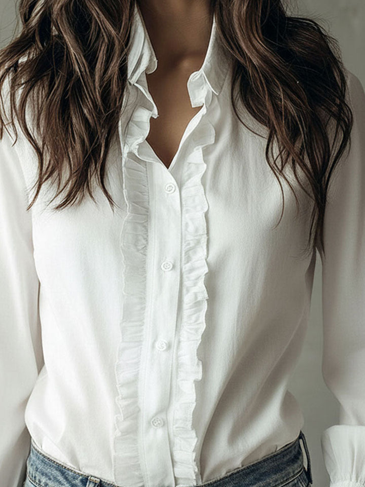 Adjustable Silhouette Long-Sleeve Shirt with Puff Sleeves