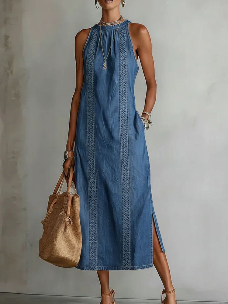 Júlia - Vintage Lace Denim Dress