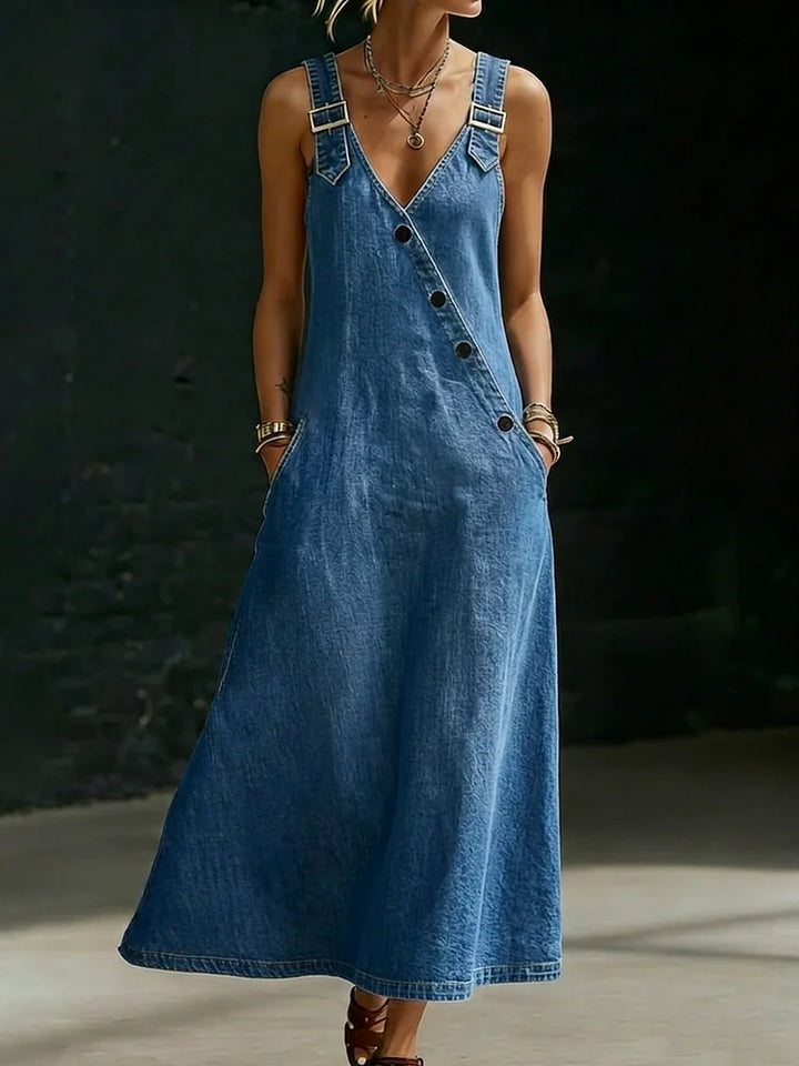 Vera - Button-Up Long Denim Dress