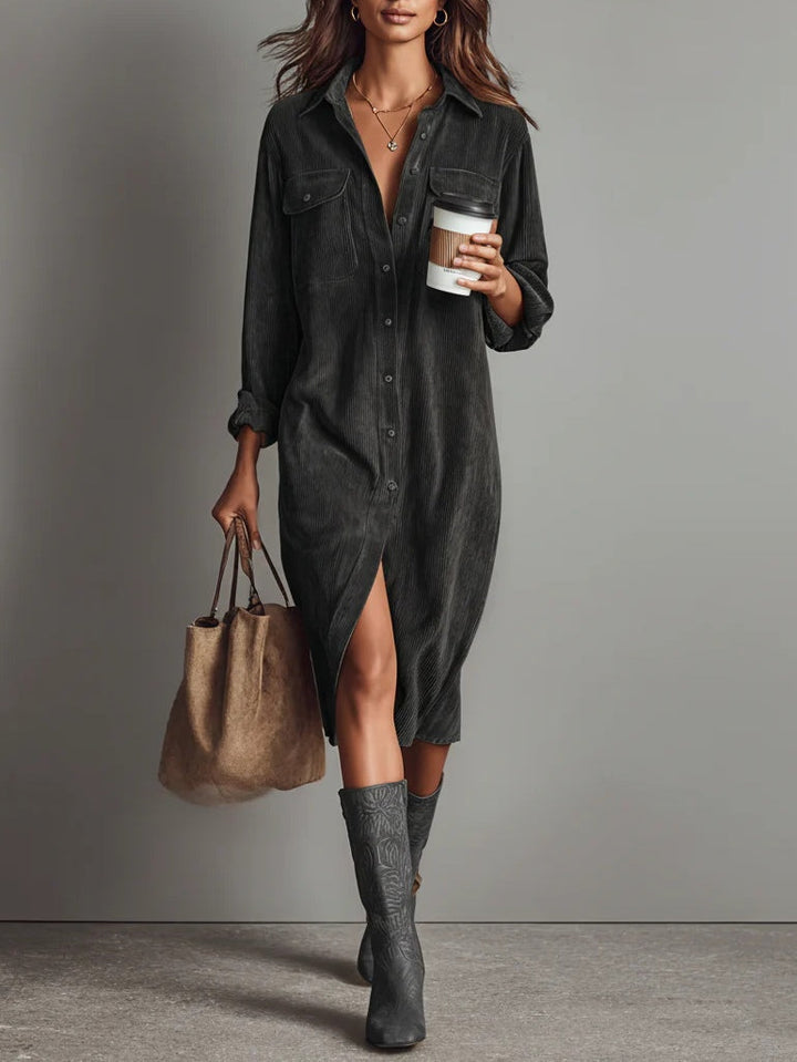 Eugénia | Midi Dress Featuring Pockets and Button Closure