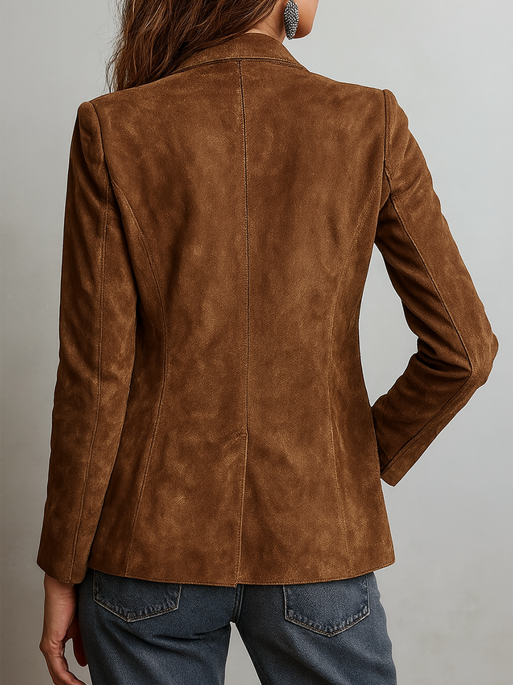 Vintage-Inspired Eco-Suede Jacket with Contrasting Stitch Details