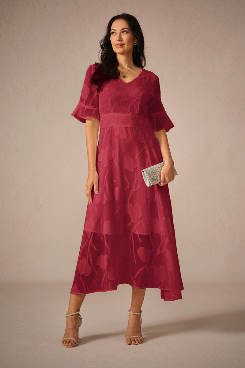 Maja | Short Sleeve Midi Dress with Unique Patterns