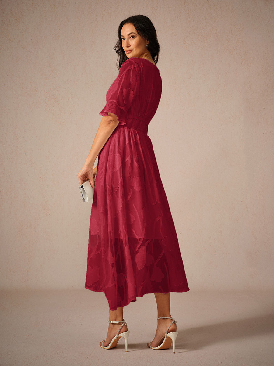 Maja | Short Sleeve Midi Dress with Unique Patterns