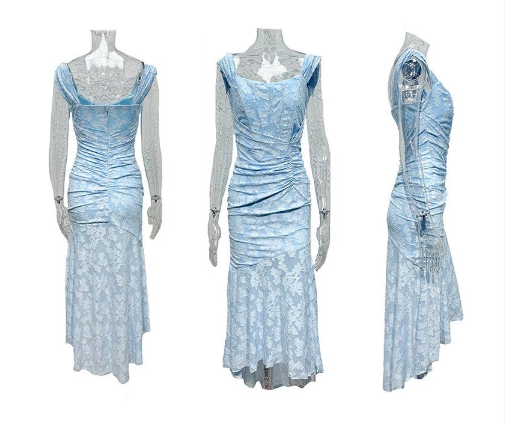 Natasha | Lace Midi Dress Featuring a Mermaid Train
