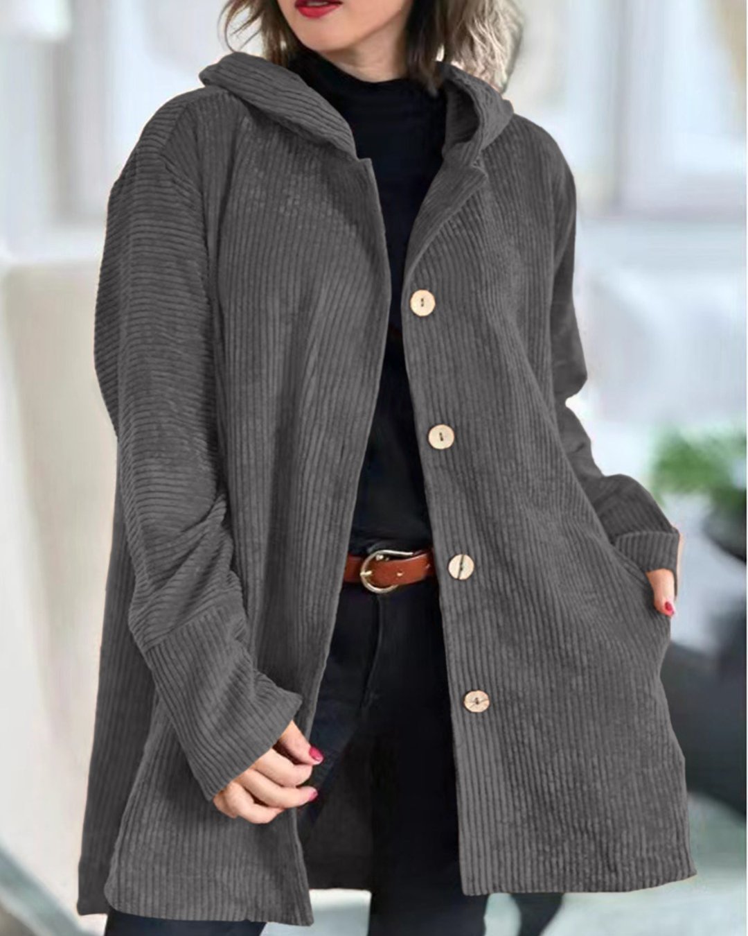 Mae | Cosy Corduroy Hooded Jacket