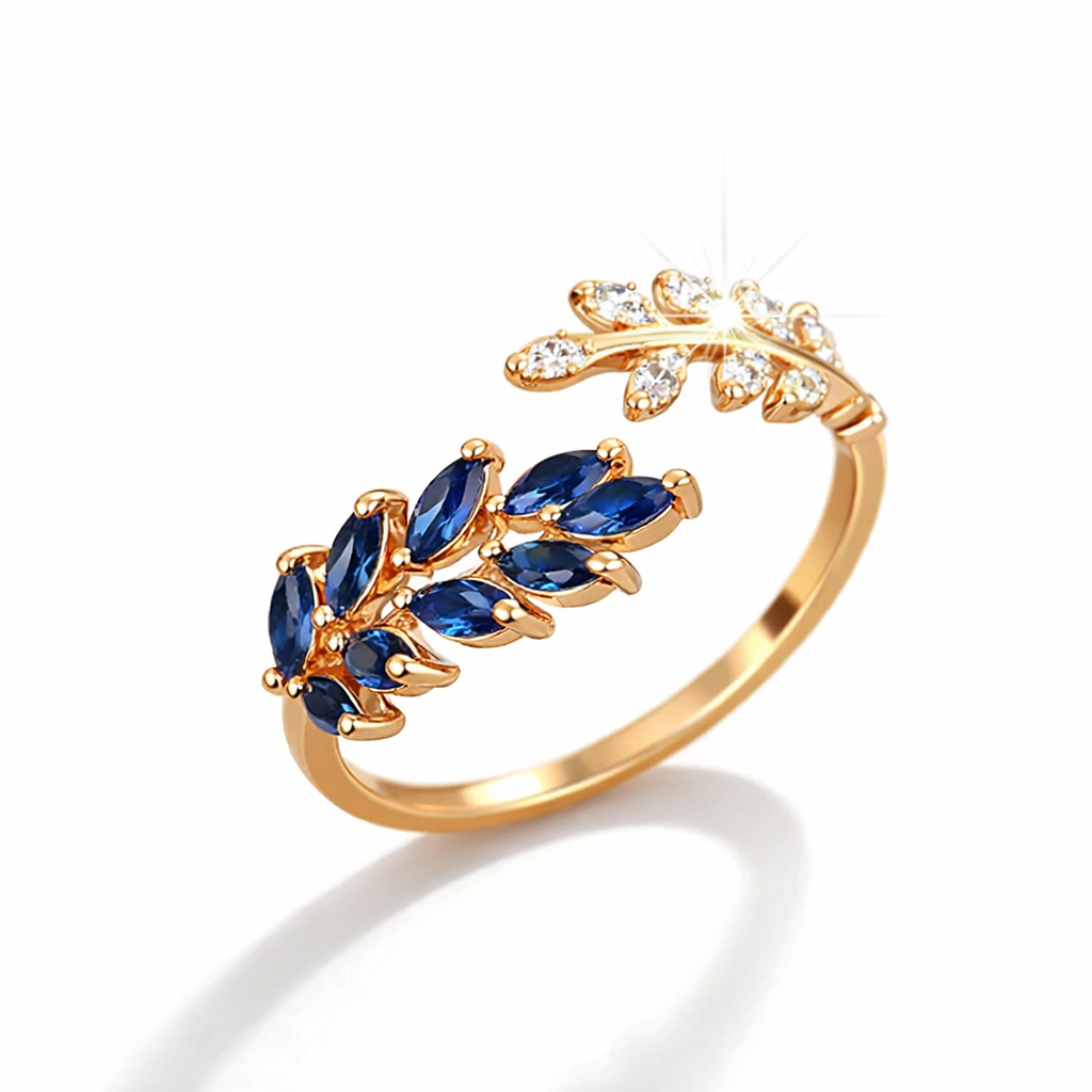 Aurelie – Rose Gold Ring with Blue Stone in the Centre