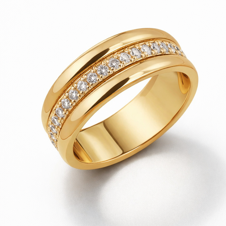 Magdalena - Elegant zircon ring with double inset decoration