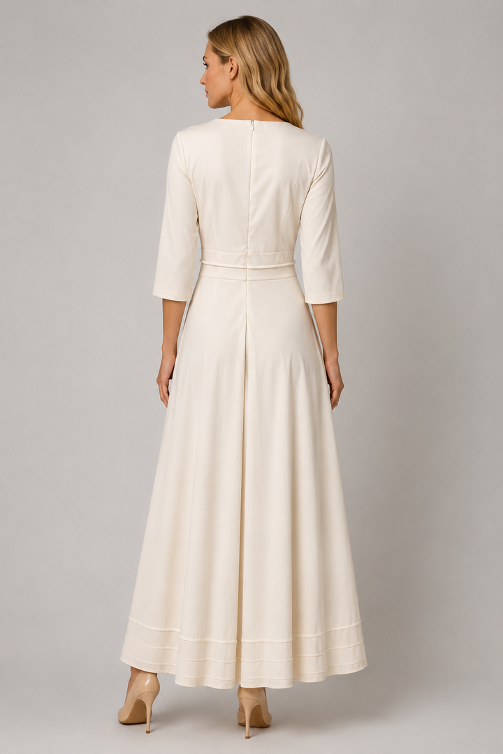 Estera | V-Neck Midi Dress with Accentuated Waist