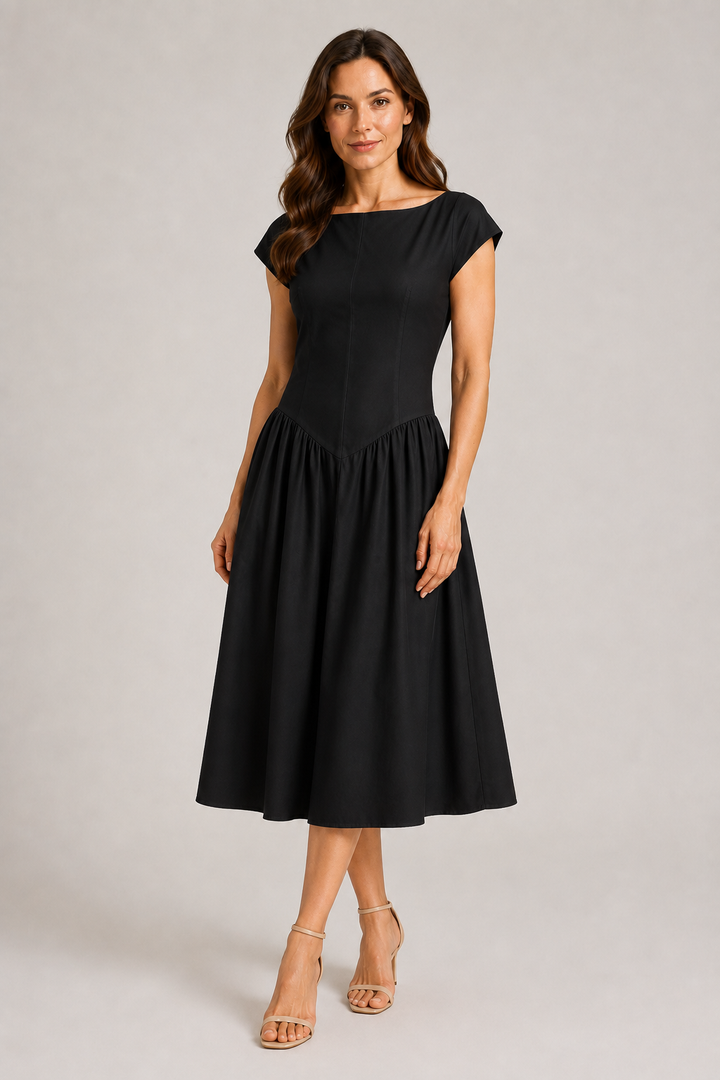 Želmíra | Midi A-Line Dress with Boat Neck