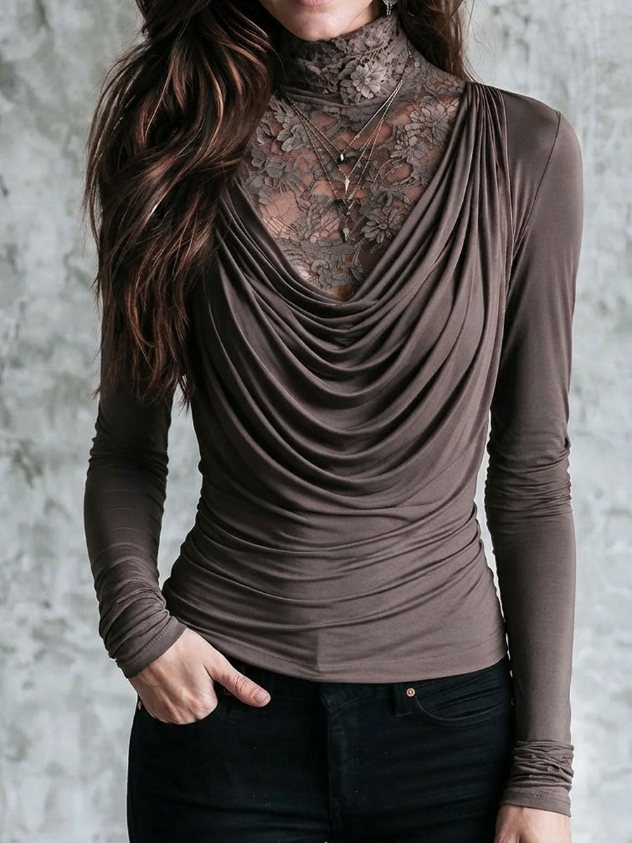 Lace-Detail Long Sleeve Boe Top