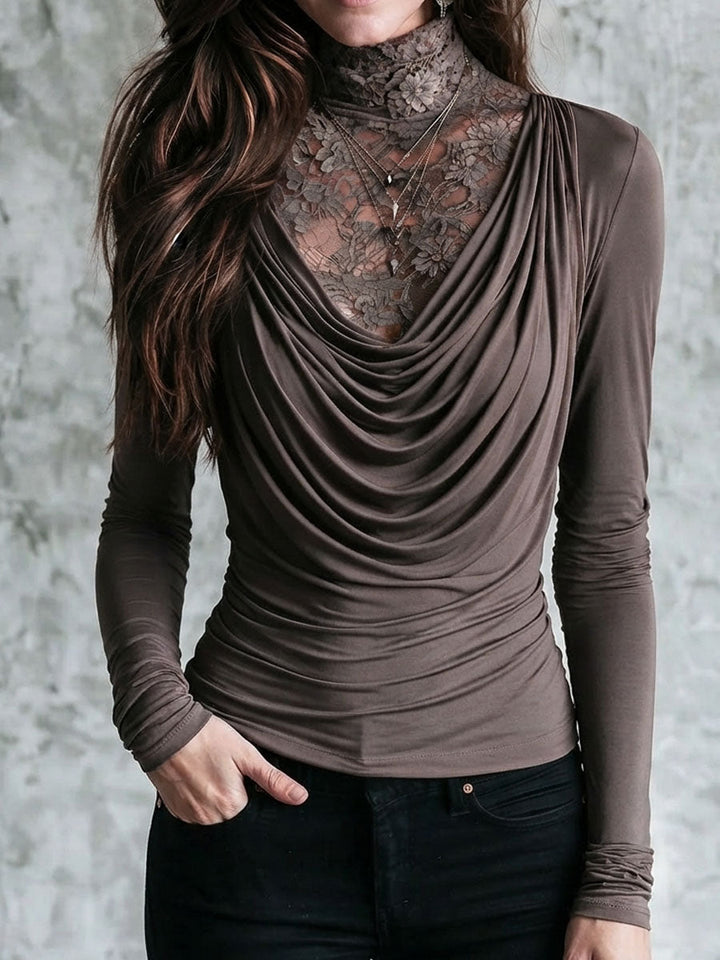 Lace-Detail Long Sleeve Boe Top
