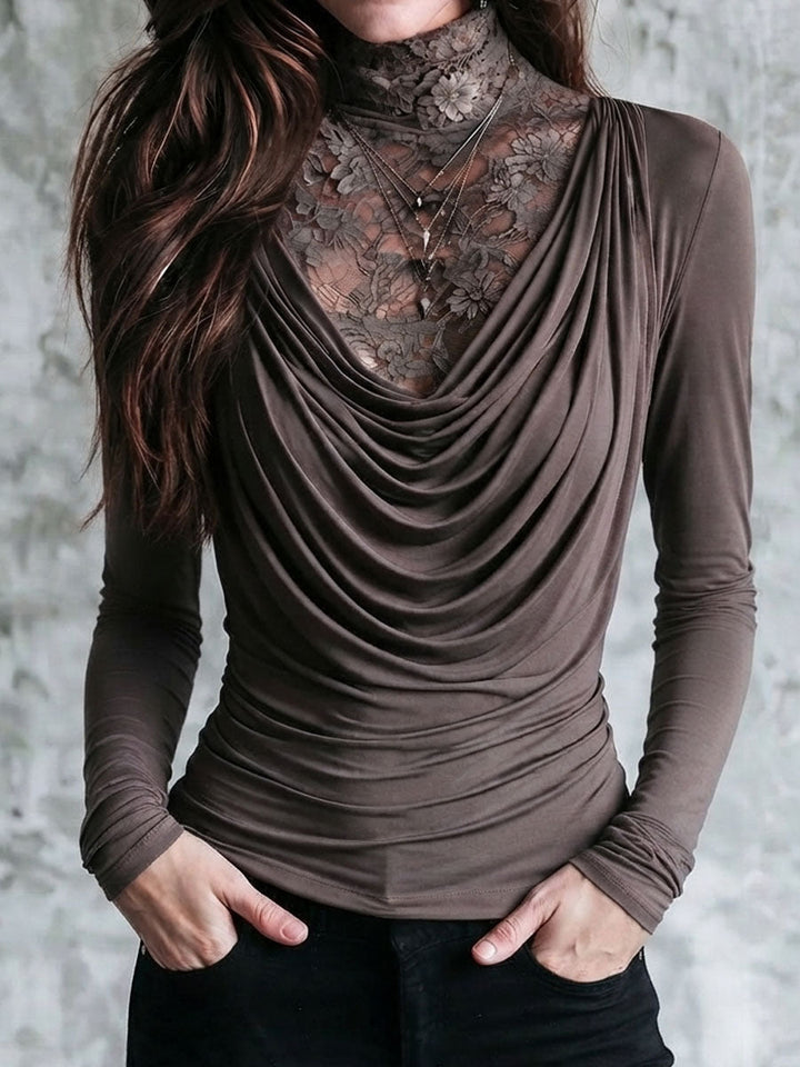 Lace-Detail Long Sleeve Boe Top
