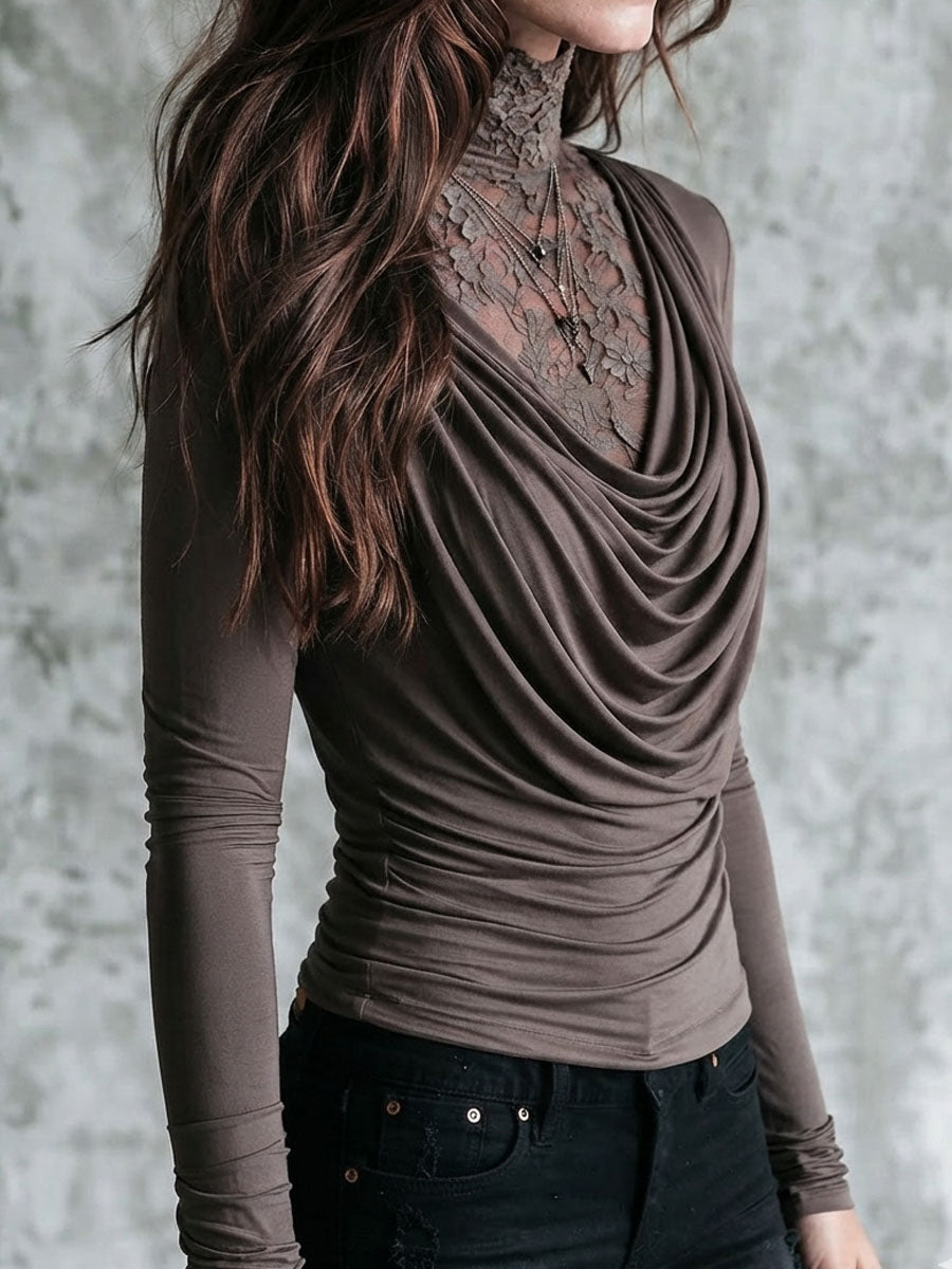 Lace-Detail Long Sleeve Boe Top