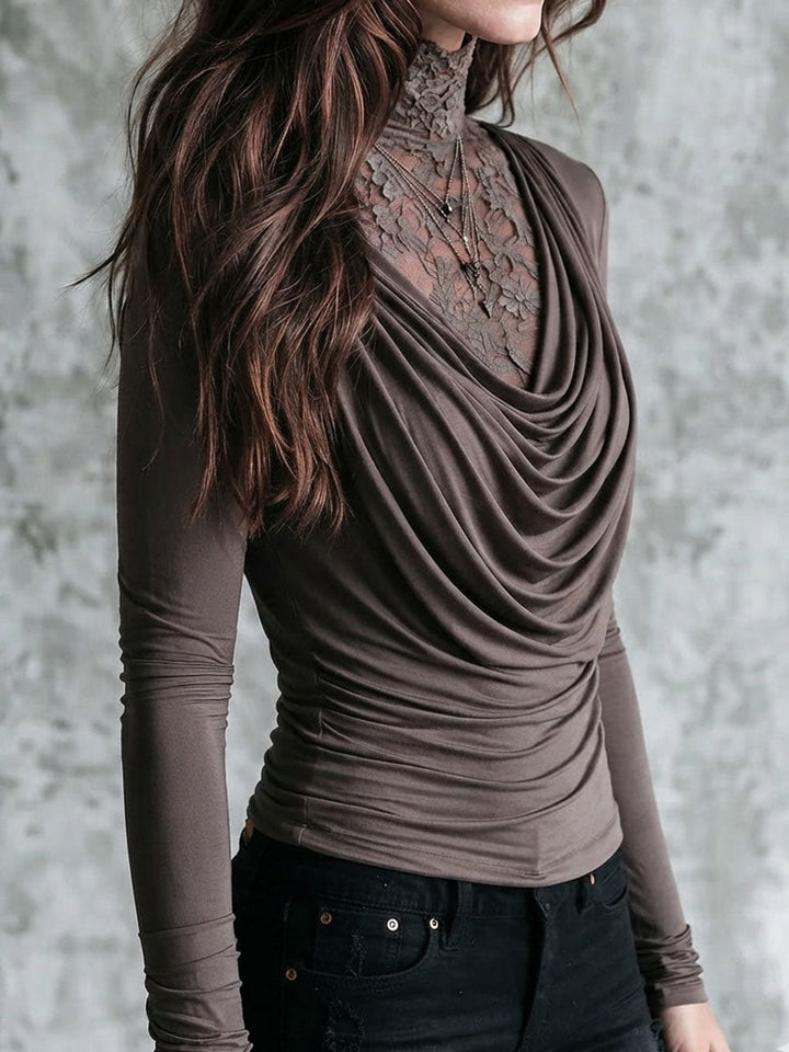 Lace-Detail Long Sleeve Boe Top