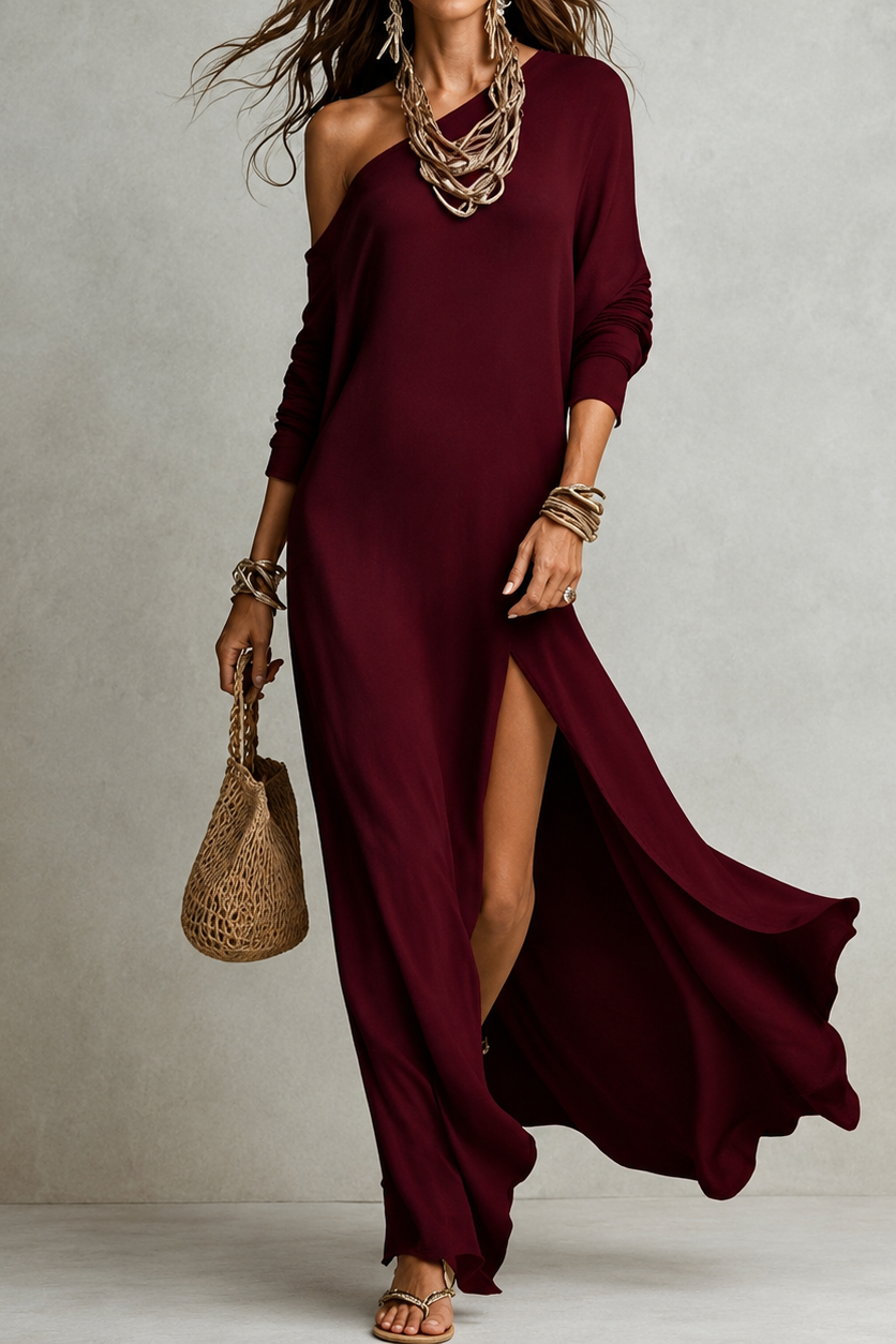 Dalila | Chic One-Shoulder Asymmetrical Maxi Dress