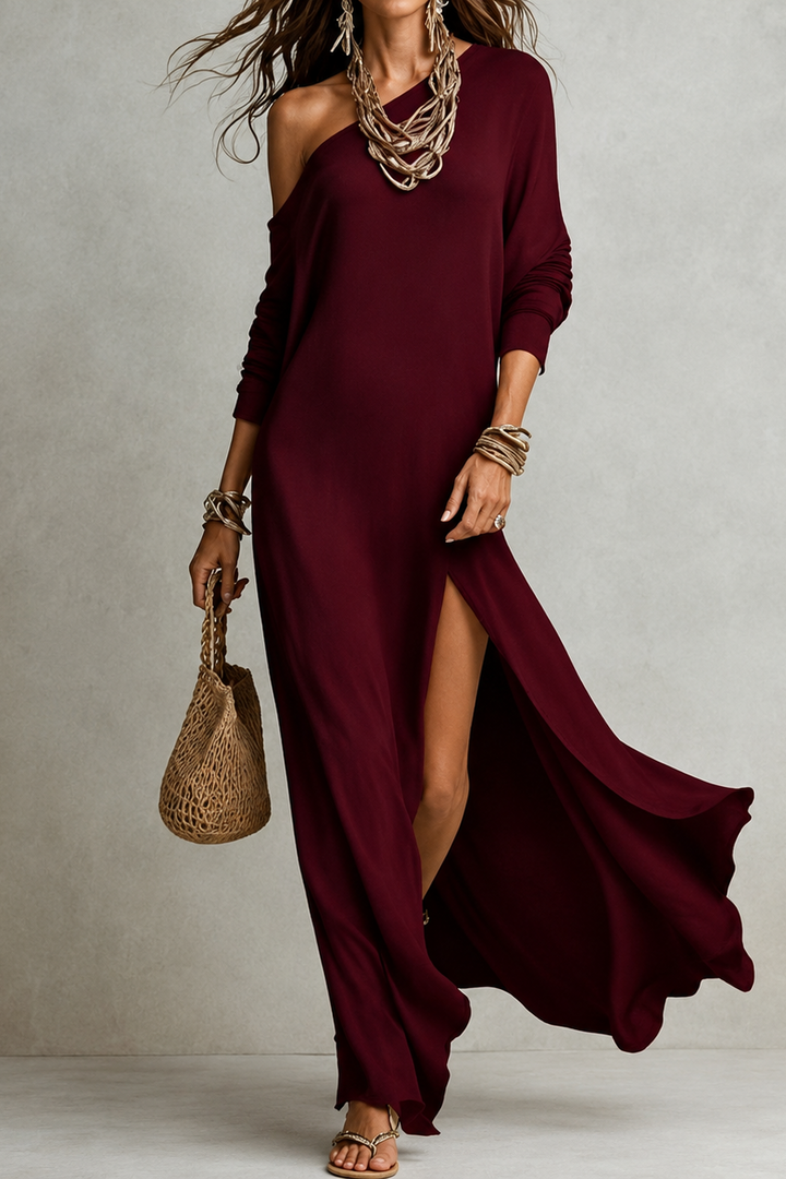 Dalila | Chic One-Shoulder Asymmetrical Maxi Dress
