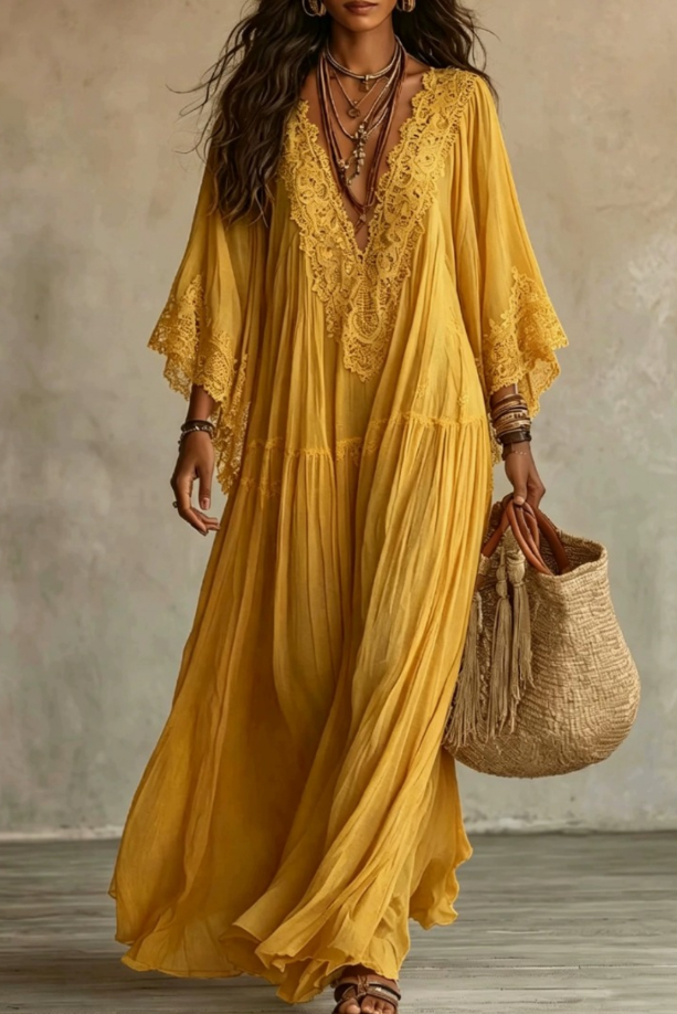 Teodóra | Batwing Sleeve Maxi Dress