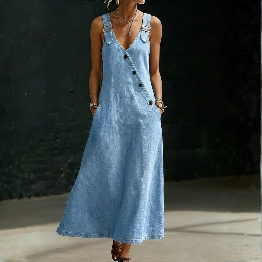 Vera - Button-Up Long Denim Dress
