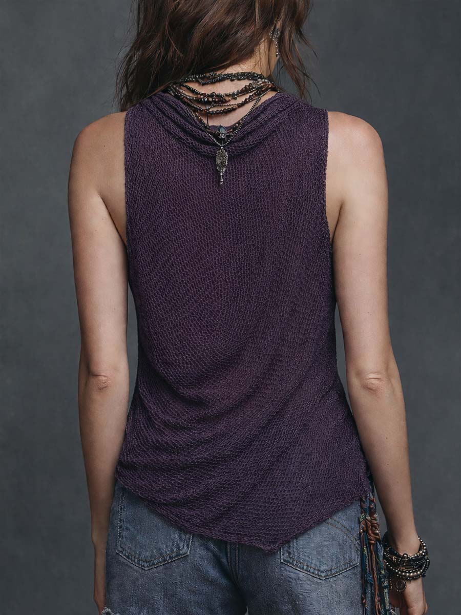 Boho-Inspired Asymmetrical Knitted Top for a Romantic Look