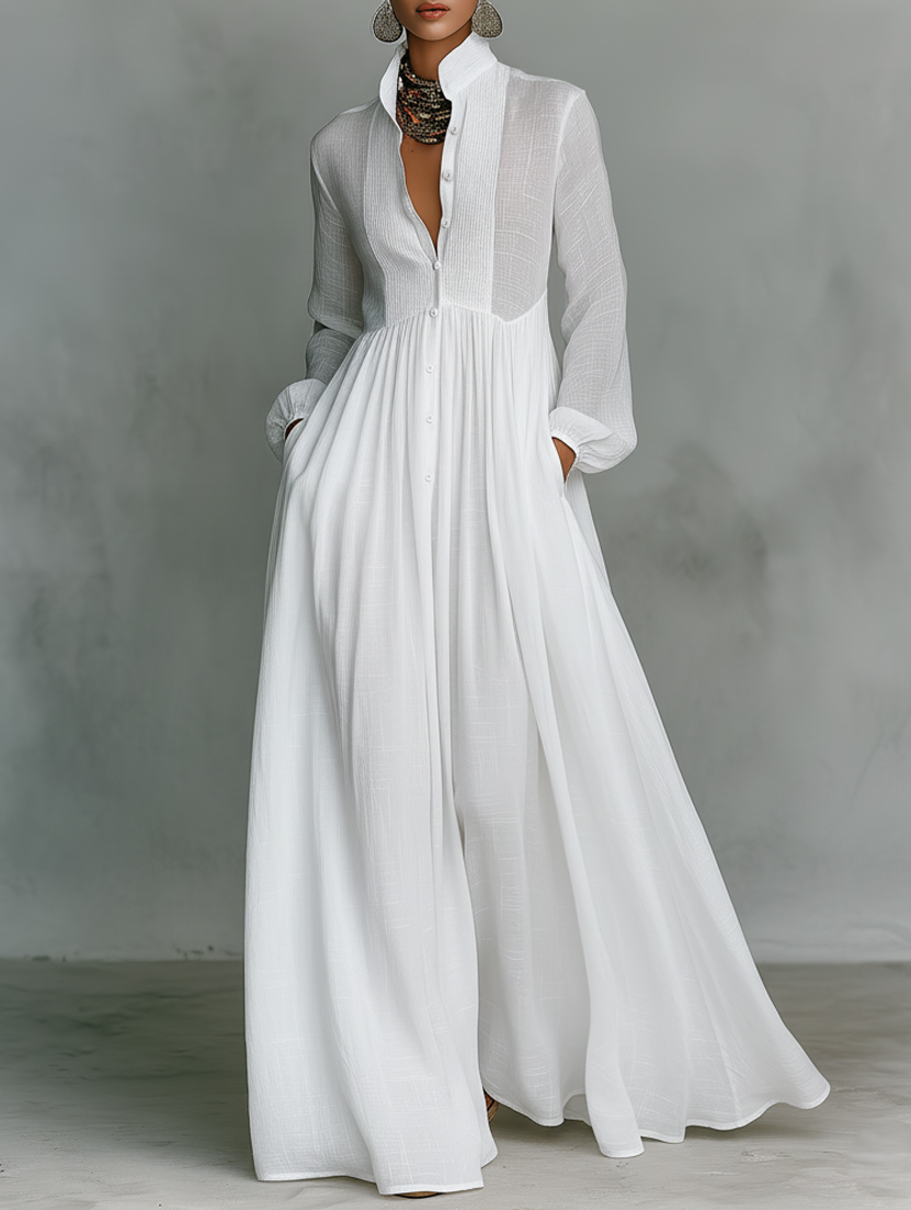 Selena | Long Dress with Front Buttons