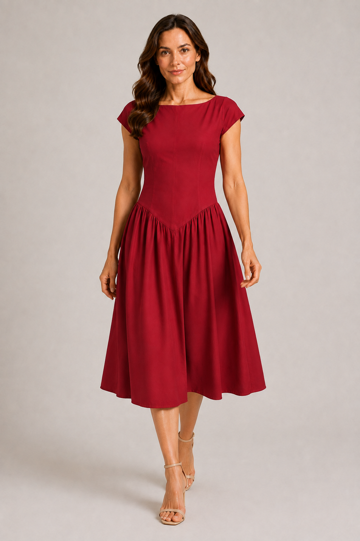 Želmíra | Midi A-Line Dress with Boat Neck