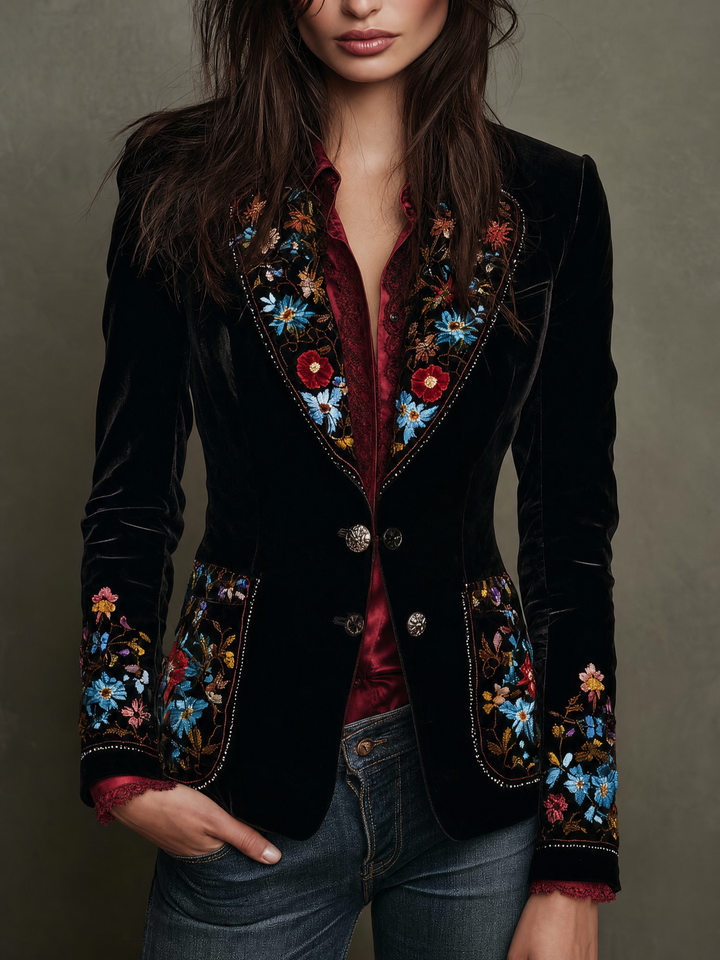 Lace-Trimmed Burgundy Satin Blouse