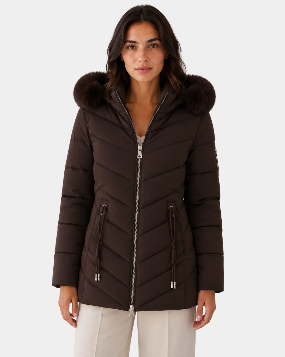 Tailored Fit Quilted Coat with Removable Hood