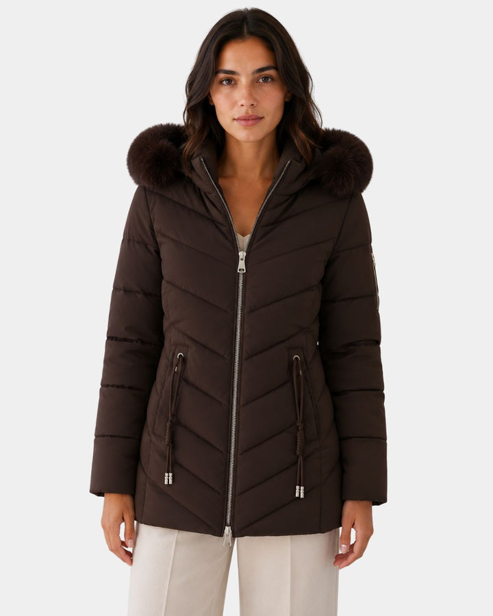 Tailored Fit Quilted Coat with Removable Hood