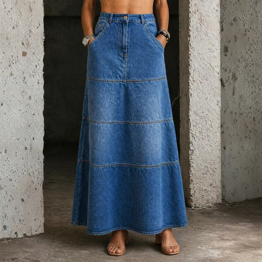 Maria - Classic Mid-Length Denim Skirt
