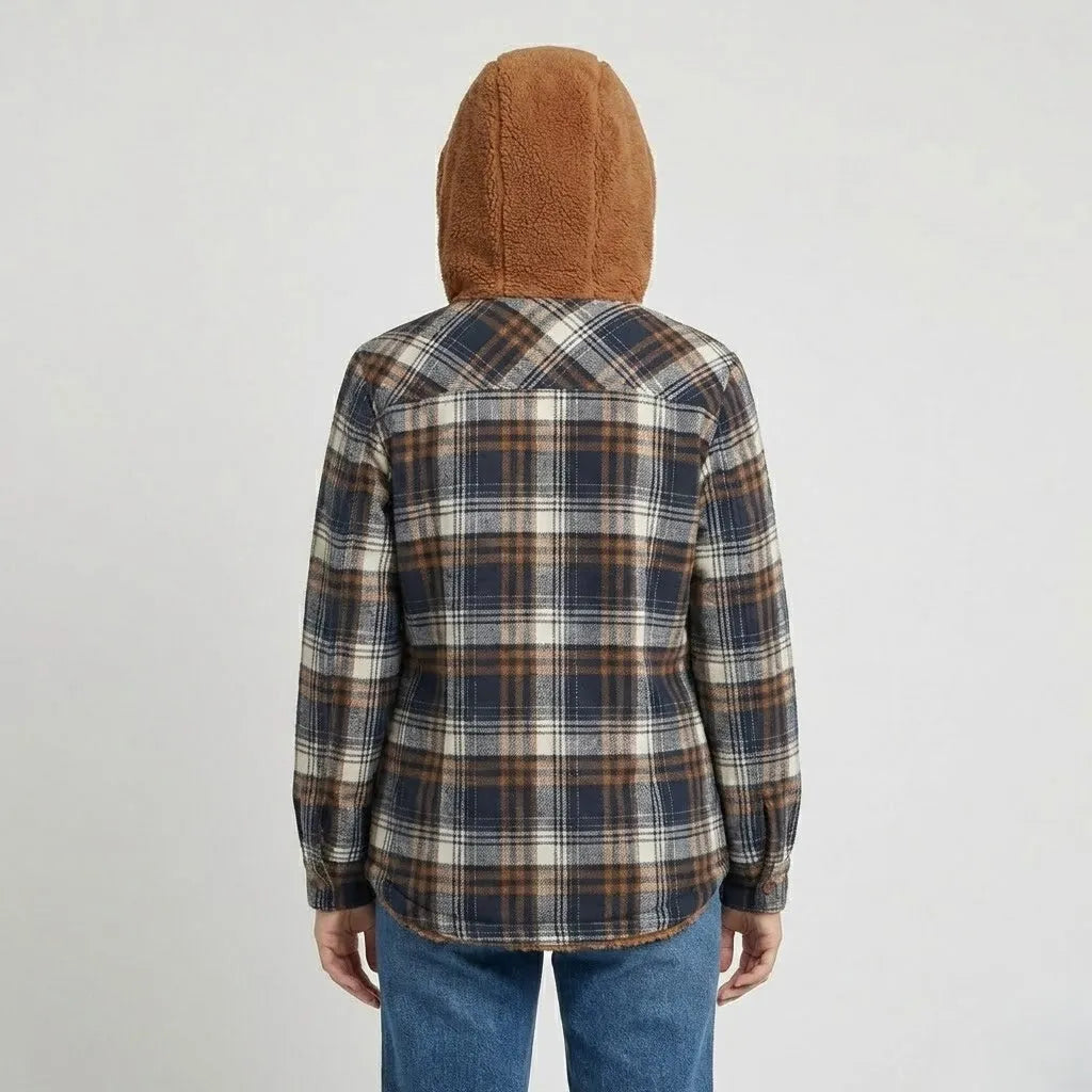 Plaid Hooded Jacket with Cozy Lining