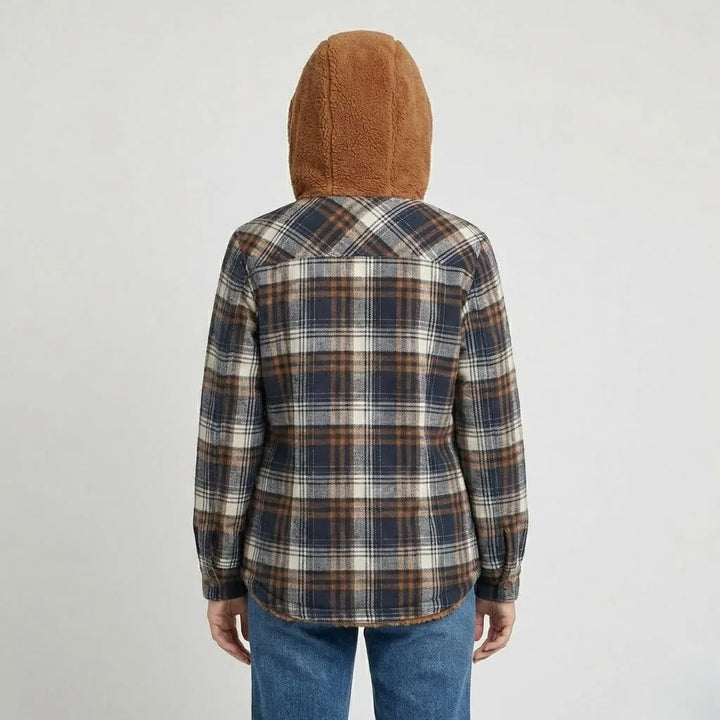 Plaid Hooded Jacket with Cozy Lining