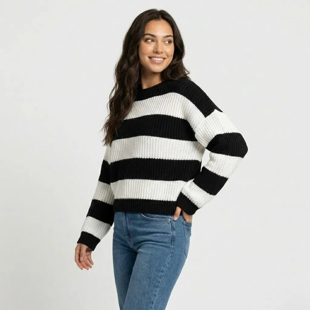 Relaxed Fit Ribbed Knit Sweater