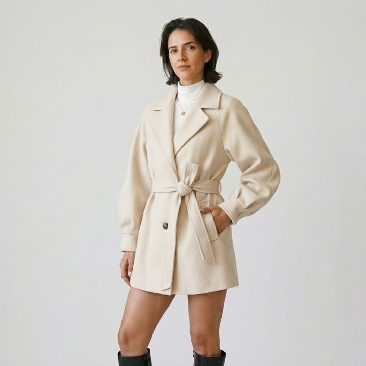 Adjustable-Belt Short Polyester Jacket