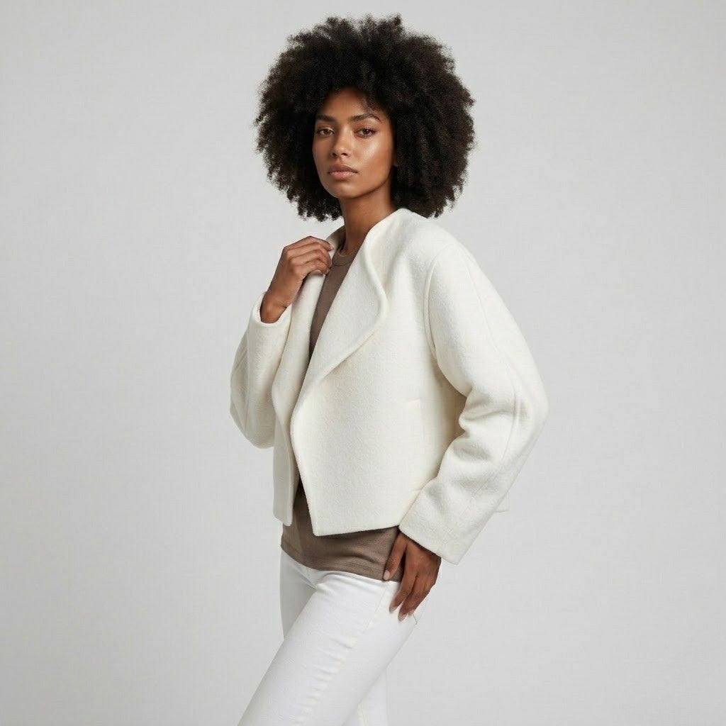 Casual Short Jacket with Oversized Collar