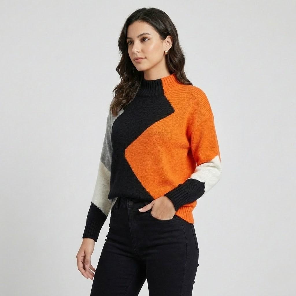 Cozy Geometric Pattern Knitted Sweater for Ultimate Comfort