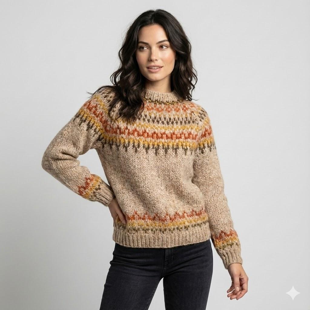 Timeless Nordic Pattern Knitted Wool Blend Sweater