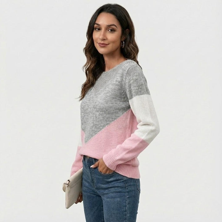 Geometric Pattern V-Neck Sweater with Straight Cut and Soft Knit