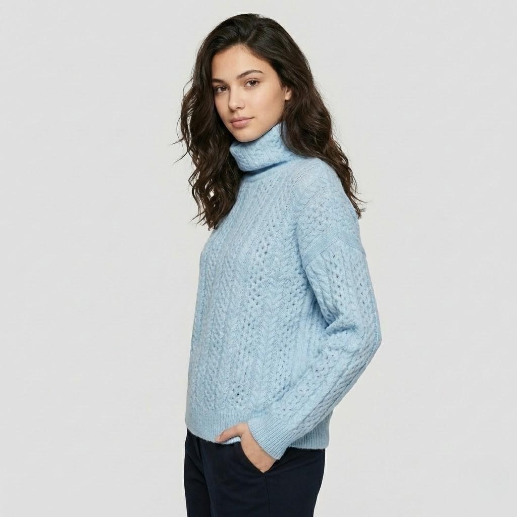 Relaxed Fit Roll Neck Knitted Sweater